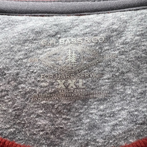 G.H. Bass & Co Men's Soft Fleece Crew Neck Sweatshirt Burgundy V-Stitch Neck XXL - Picture 2 of 11